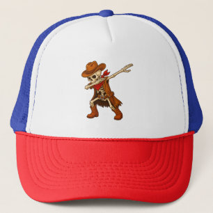 Westerse Dabbende Cowboy Skelet Dab Halloween Trucker Pet