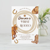 Westerse Eerste Rodeo Verjaardagsuitnodiging Gesla Kaart (Staand voorkant)