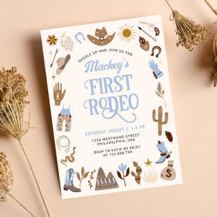 Westerse Eerste Rodeo Wild West Cowboy Blauwe Verj Kaart