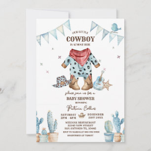 Westerse feestje voor onze kleine cowboy baby kaart