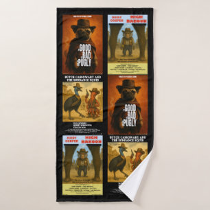 Westerse filmposterparodie badhanddoek