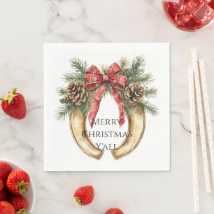 Westerse Gouden Hoefijzer Kerst Dennenkegels Servet
