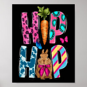 Westerse Hip Hop Konijn En Wortel Gelukkige Pasen  Poster