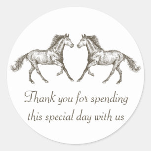 Westerse Houten Paard Landelijke Trouwlocatie Ronde Sticker