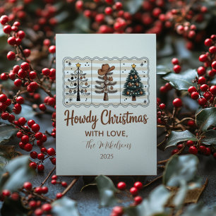 Westerse Howdy Cowboy Kerstmis Feestdagenkaart