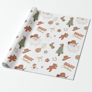 Westerse Howdy Kerst Cowboy Sinterklaas Cadeaupapier