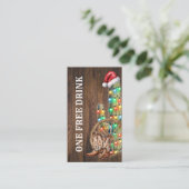 Westerse Kerst Cactus Gratis Drink Feest Ticket (Staand voorkant)