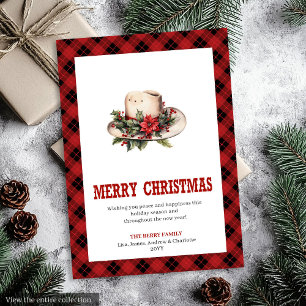 Westerse kerstkaart met cowboyhoedprint