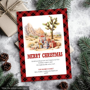 Westerse kerstkaart rood zwart ranch stijl