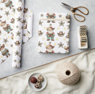 Westerse Kerstman Cadeaupapier