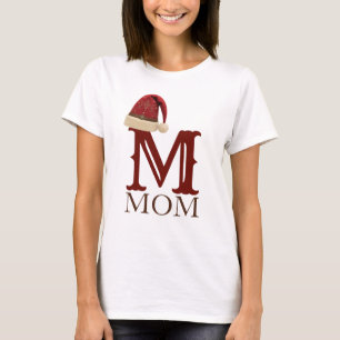 Westerse kerstman hoed monogram moeder kerstmis t-shirt