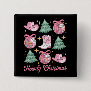 Westerse Kerstmis Coquette Howd Meisjesachtige Laa Vierkante Button 5,1 Cm
