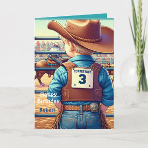 Westerse Kleine Cowboy 3e Verjaardag Rodeo Op Maat Kaart
