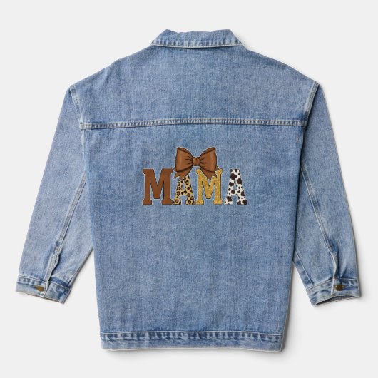 Westerse Koeienprint Mama Denim Jacket (Achterkant)