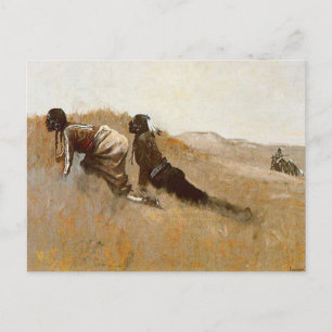 Westerse Kunst “Indiaanse verkenners die Custer in Briefkaart