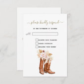 Westerse Laarzen Cowgirl Bloemen Baby Shower RSVP Kaartje (Voorkant / Achterkant)