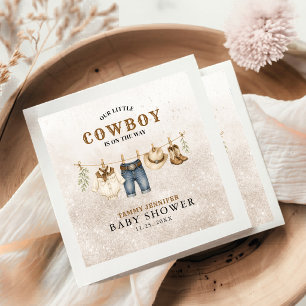 Westerse Little Cowboy Waskleine Baby Shower Servet