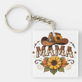 Westerse Mama Zonnebloem Cowgirl Design Sleutelhanger