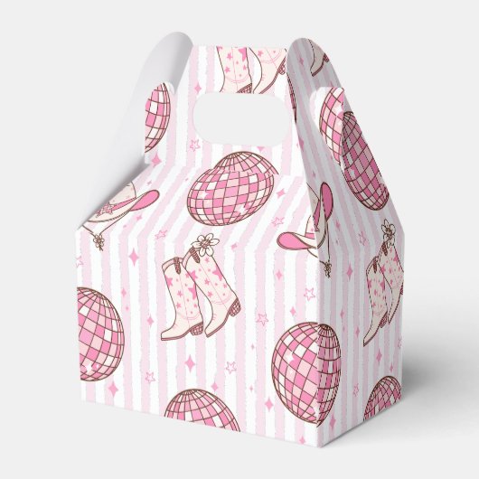 Westerse meisje Cowboy Disco roze Bedankdoosjes (Achterkant)