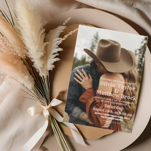 Westerse Minimalistische Cowboy Bruiloft Kaart