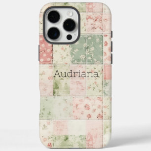 Westerse mint roze bloem quilt patronen iPhone 16 pro max hoesje