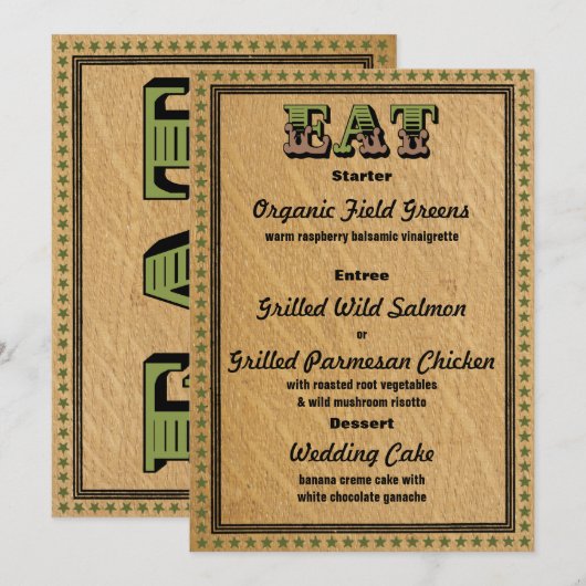 Westerse OntvangstfeestDiner Menu (Voorkant / Achterkant)