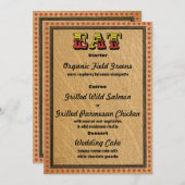 Westerse OntvangstfeestDiner Menu Kaart (Voorkant / Achterkant)