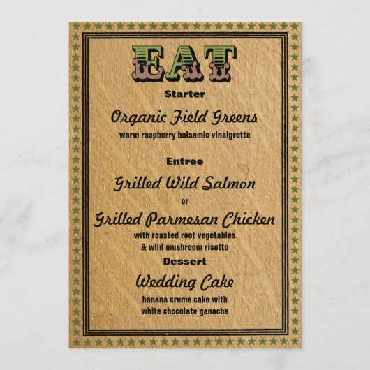 Westerse OntvangstpartyDiner Menu (Voorkant)