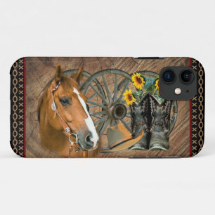 Westerse paarden cowboylaarzen cowboyhoed wagenwie iPhone 11 hoesje