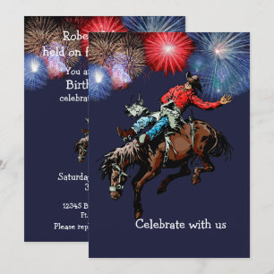 Westerse Party Rodeo Cowboy Bronc Ruiter Blauw Kaart
