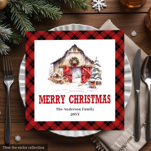Westerse Ranch Stijl Buffalo Plaid Kerstservetten Servet
