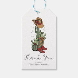 Westerse rode en groene Kerst Cowgirl Bedankt Cadeaulabel