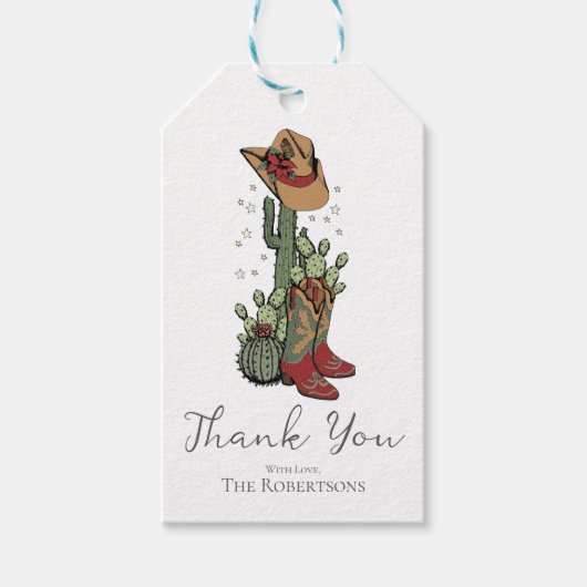 Westerse rode en groene Kerst Cowgirl Bedankt Cadeaulabel (Voorkant)