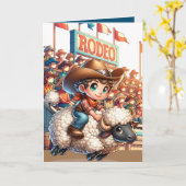 Westerse Rodeo Cowboy Schapen Gevecht Aangepaste G Kaart (Gele Bloem)