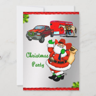 Westerse Rodeo Cowboy Truck Aanhangwagen Kerstman Kaart