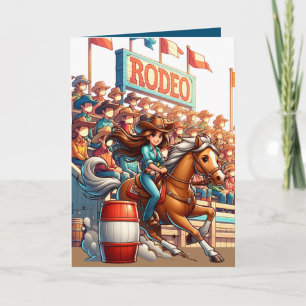 Westerse rodeo paard cowgirl barrel racing aangepa kaart