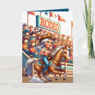 Westerse rodeo paard cowgirl oma op maat kaart