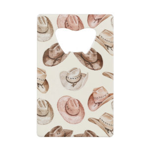 Westerse Roze Bruine Cowgirl Hats Cactus Kredietkaart Flessenopener