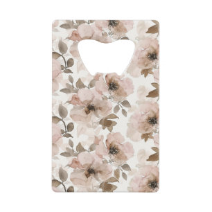 Westerse roze bruine cowgirl strepen & bloemen kredietkaart flessenopener