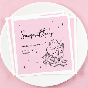 Westerse Roze Cowgirl Disco Bal Bachelorette Feest Servet