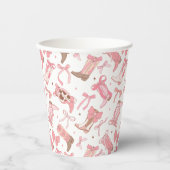 Westerse roze rodeo laarzen met strikken bruidsmei papieren bekers (Voorkant)