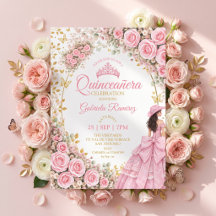 Westerse Roze Rozen Gouden Vlinder Quinceañera
