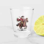 Westerse Ruiter Rodeo Paard Cowboy Sinterklaas Ker Shot Glas (Voorkant)