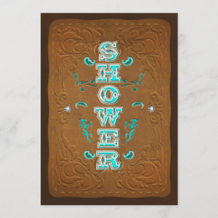 Westerse Rustieke Bruine & Turquoise Bruiloft SHOW Kaart