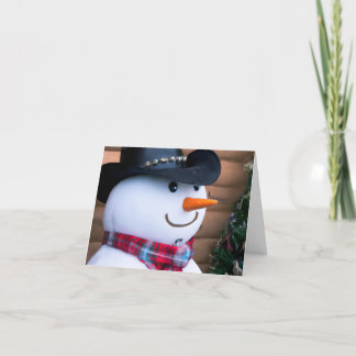 Westerse Sneeuwman Vouw Kerstkaart Feestdagen Kaart