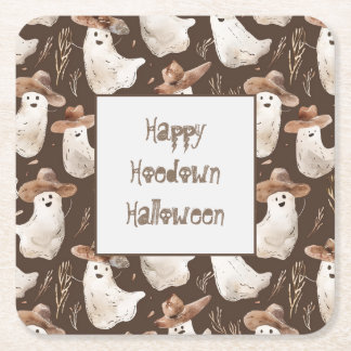 Westerse spoken Halloween Hoedown Feest Vierkante Kartonnen Onderzetter