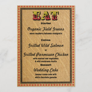 Westerse stijl ontvangstfeest diner menu kaart
