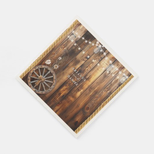 Westerse touw wagenwiel metson glaslampjes servet (Hoek)