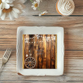 Westerse touw wagenwiel metson glaslampjes servet