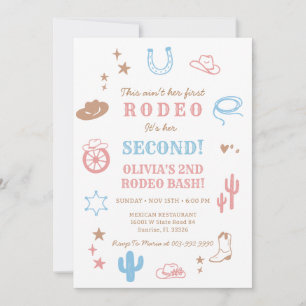 Westerse tweede rodeo meisje verjaardagsuitnodigin kaart